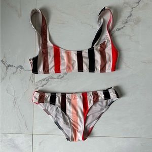 Solid and striped bikini